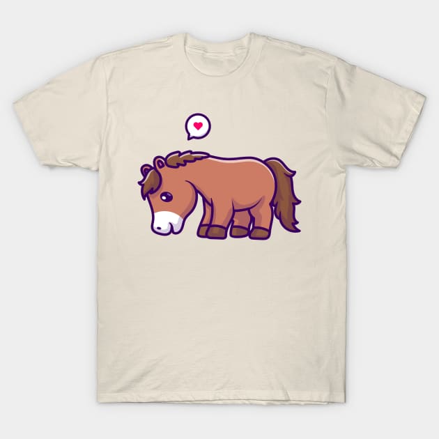 Cute Horse Eating Grass Cartoon T-Shirt by Catalyst Labs